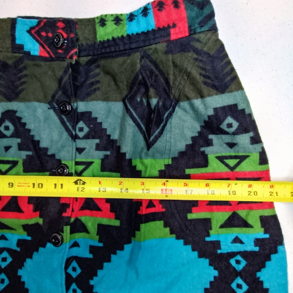 Woolrich Cotton Flanel Colorful Aztec Patterned Mini Skirt Size 8 - Picture 12 of 13